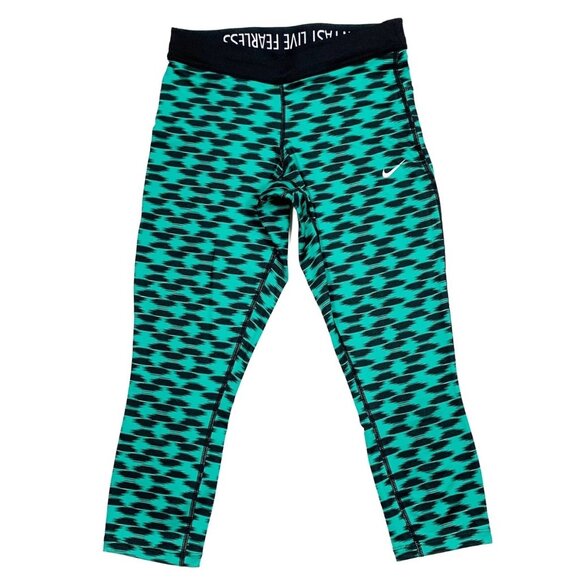 Nike Dri-Fit Cropped Abstract Print Running Activewear Leggings Size Small - Picture 1 of 15